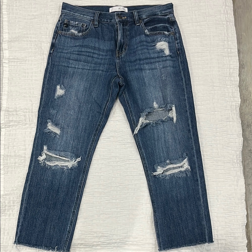 KanCan jeans Women’s  Blue Distressed Jeans 7/27 nwot 100% cotton